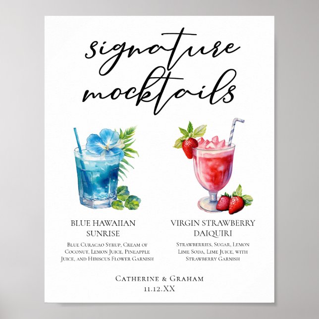 Affiche Menu d'été Mocktails Signature Plage (Devant)