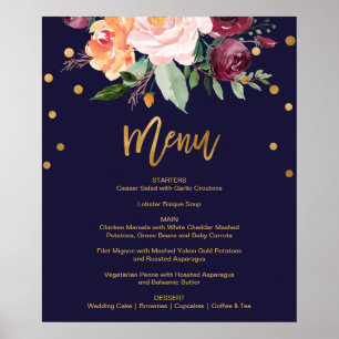Affiche Menu Dîner Floral Automne