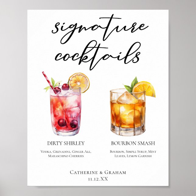 Affiche Menu Dirty Shirley Bourbon Smash Signature Boisson (Devant)