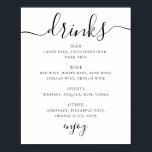 Affiche Menu du bar à boissons de mariage noir et blanc<br><div class="desc">Mariage de script noir et blanc boissons affiche menu. Convient pour l'anniversaire,  l'anniversaire et toute autre fête. Veuillez me contacter si vous avez besoin d'autres articles.</div>