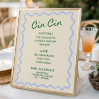 Menu du bar Cin Cin bleu vert Love in Bloom