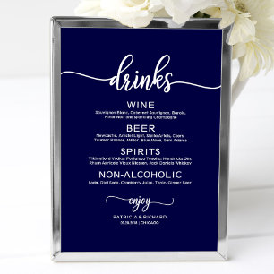 Affiche Menu du bar de boissons de mariage en calligraphie