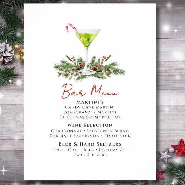 Affiche Menu du bar de la soirée de Noël Martinis et Gui (Créateur téléchargé)
