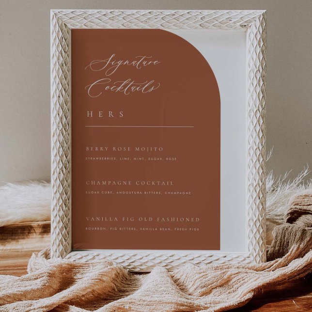 Affiche Menu du bar de mariage avec cocktails signature Ar (Créateur téléchargé)