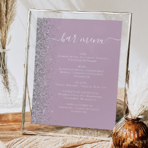 Affiche Menu du bar de mariage poussiéreux lilas paillette