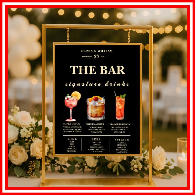 Affiche Menu du bar des boissons signatures de mariage jau (Créateur téléchargé)