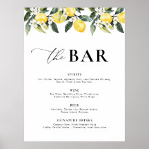 Menu du Bar Floral Lemon Vert Moderne