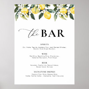 Affiche Menu du Bar Floral Lemon Vert Moderne