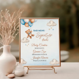 Affiche Menu du bar pour Baby Shower avec un ballon en for