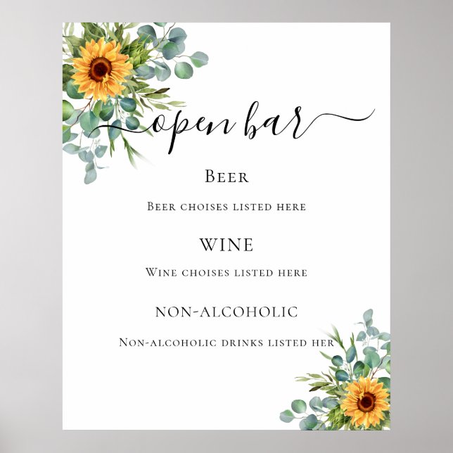 Affiche Menu du bar verdoyant Sunflower eucalyptus (Devant)