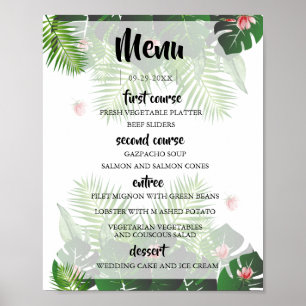 Affiche Menu du Festival de musique Mariage tropicale mode