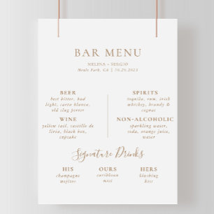 Affiche Menu du Mariage de calligraphie minimaliste Brown