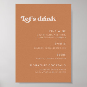 Affiche Menu du Mariage de sucre Brown rétro élégant