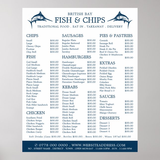 Affiche Menu du restaurant Fish & Chip Shop (Devant)