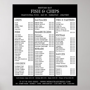 Affiche Menu du restaurant Fish & Chip Shop