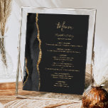 Affiche Menu Élégant Mariage noir et or<br><div class="desc">Le bord gauche de cet élégant panneau de menu mariage moderne comporte une bordure en aquarelle noire ornée d'une parties scintillant en faux or. Le mot "Menu" apparaît dans un script d'écriture manuscrite de couleur or sur un arrière - plan noir en ardoise. Personnalisez le texte restant avec les noms...</div>