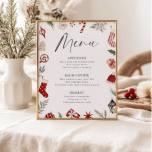 Affiche Menu Festif Watercolor Frame Christmas Party