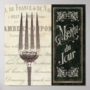 Affiche Menu français et fourchette