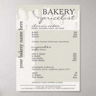 Affiche Menu Gris Plat Boulangerie Tarifs