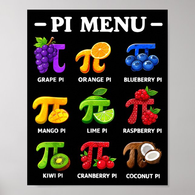 Affiche Menu jour 3,14 professeur de mathématiques symbole (Devant)