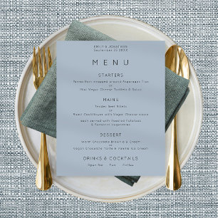 Affiche Menu Mariage bleu dusty simple texte