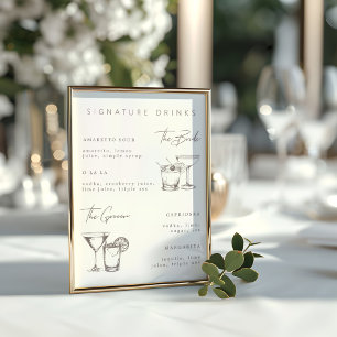 Affiche Menu Mariage des boissons minimalistes modernes