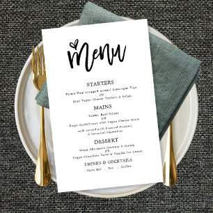 Affiche Menu Mariage du script Artsy tendance uniquement