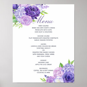 Affiche Menu Mariage Floral Ultra Violet