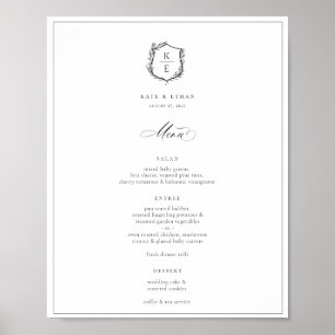 Affiche Menu Mariage Monogramme de la crête botanique