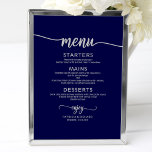 Affiche Menu mariage Signal Calligraphie Marine Bleu Argen<br><div class="desc">Un simple panneau de menu mariage de calligraphie chic. Je propose un service de personnalisation gratuit,  si vous avez des questions ou des demandes spéciales,  s'il vous plaît n'hésitez pas à me contacter.</div>