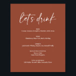 Affiche Menu minimaliste Boho Terracotta Mariage Boisson B<br><div class="desc">Poster menu minimaliste Boho Terracotta Mariage Boisson Bar. Le texte 'Buvons' n'est pas modifiable. Peut être utilisé pour les mariages,  douches nuptiales,  baby showers,  etc.</div>