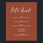Affiche Menu minimaliste Boho Terracotta Mariage Boisson B<br><div class="desc">Poster menu minimaliste Boho Terracotta Mariage Boisson Bar. Le texte 'Buvons' n'est pas modifiable. Peut être utilisé pour les mariages,  douches nuptiales,  baby showers,  etc.</div>