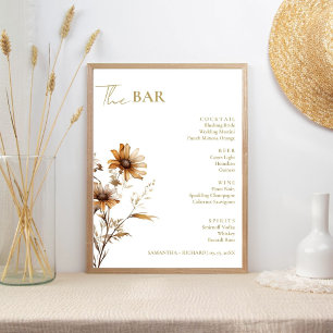 Affiche Menu minimaliste de bar de boissons de mariage aux