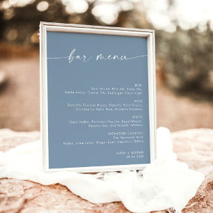 Affiche Menu minimaliste de la barre de Mariage, menu de b