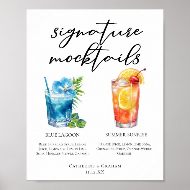 Affiche Menu Mocktails Blue Lagoon Summer Sunrise (Devant)