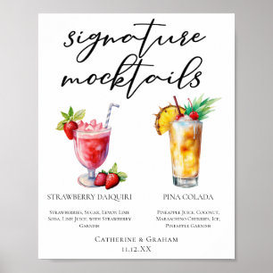 Affiche Menu Mocktails Daiquiri Piña Colada