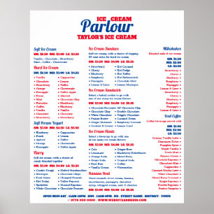 Affiche Menu moderne de salon de glace