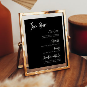 Affiche Menu moderne moderne noir Mariage Bar Bar