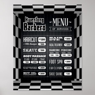 Affiche Menu noir blanc Barber
