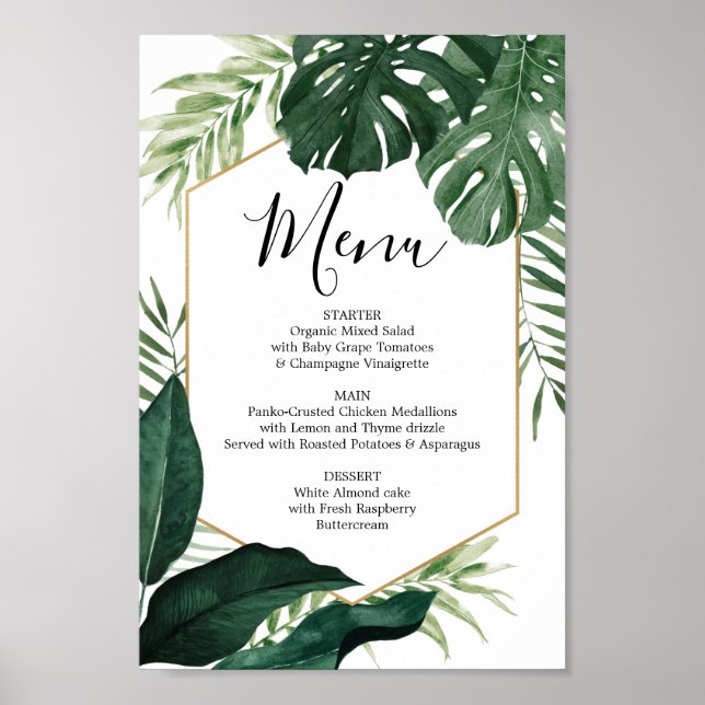 Affiche Menu ou menu Barre Tropical Monstera Signe (Devant)