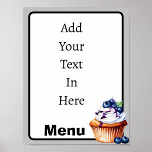 Affiche Menu Personnalisable Blueberry Cupcake
