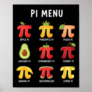 Affiche Menu Pi 3,14 Symbole du nombre Pi Prof de maths dr