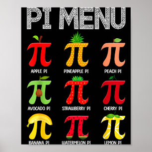 Affiche Menu Pi Fruit Joyeuse Journée Pi Prof de Maths Sym