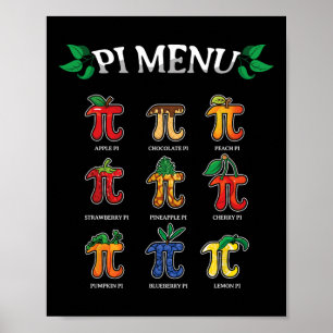 Affiche Menu Pi Jour de Pi 2025 3.14 Prof de Maths Tarte M
