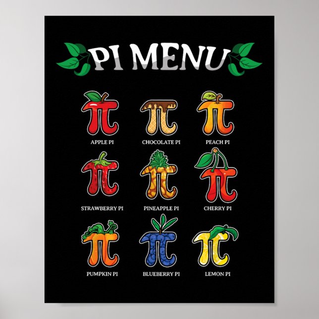 Affiche Menu Pi Jour de Pi 2025 3.14 Prof de Maths Tarte M (Devant)