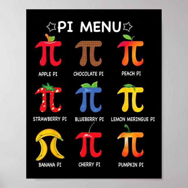 Affiche Menu Pi Prof de Maths Drôle Prof de Maths Jour de  (Devant)