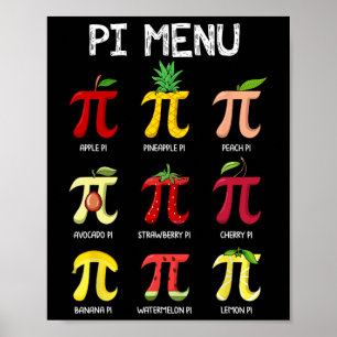 Affiche Menu Pi tarte jour de maths mathématiques professe