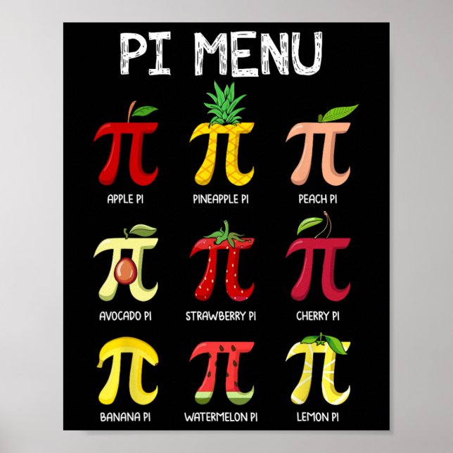 Affiche Menu Pi tarte jour de maths mathématiques professe (Devant)