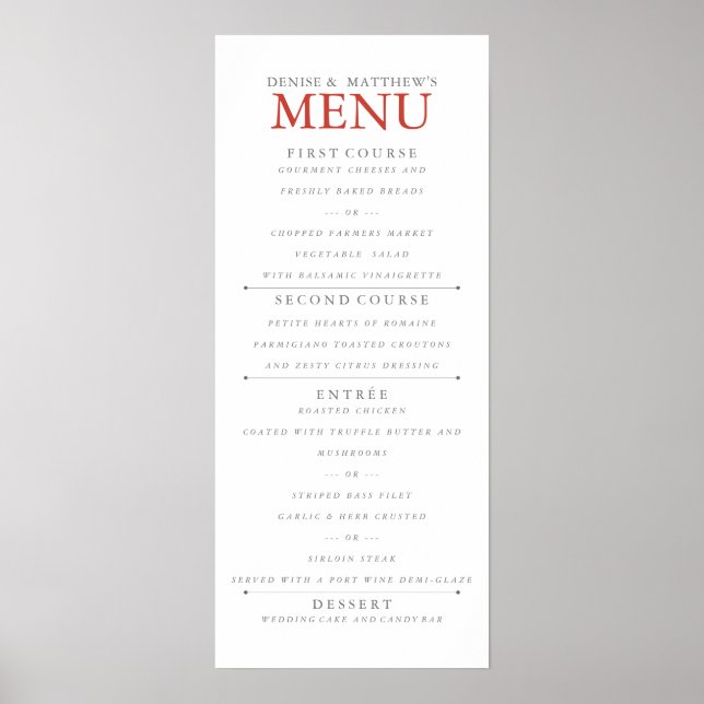 Affiche Menu Poinciana de 4 po x 9 po (Devant)
