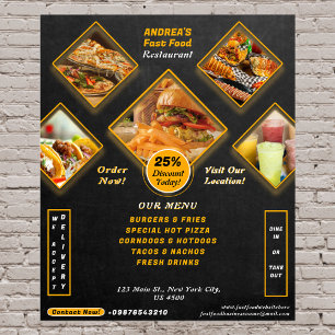 Affiche Menu Professionnel Ajouter Photos Fast Food Promo 